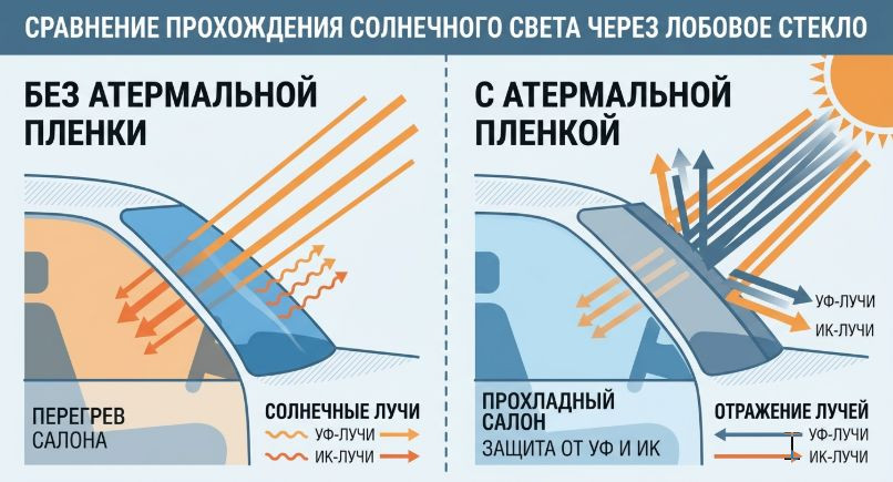Атермальная пленка почти не затемняет стекло атермальная пленка Ultra Vision отражает инфракрасное излучение